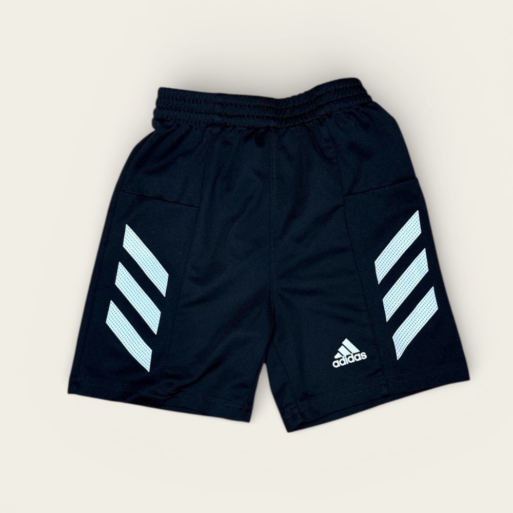 4T Adidas Kids Black Shorts with White Stripes